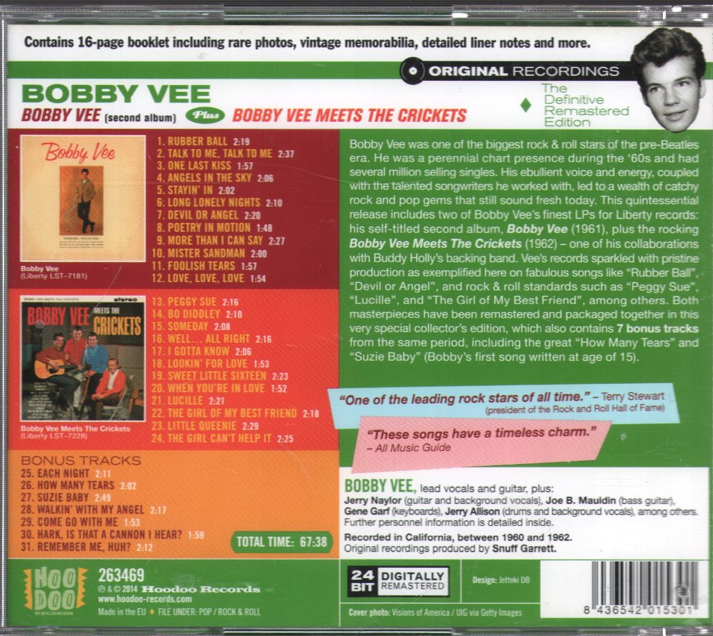 Bobby Vee - Bobby Vee + Bobby Vee Meets The Crickets - Cd