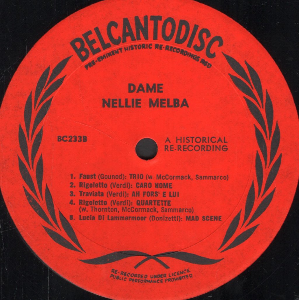 Nellie Melba - Record Collector's Choice, Dame Nellie Melba - Lp