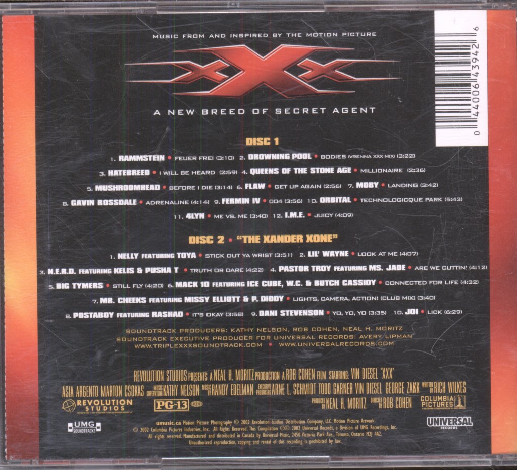 Various Artists - Music From And Inspired By The Motion Picture xXx (A New Breed Of Special Agent) - Double Cd