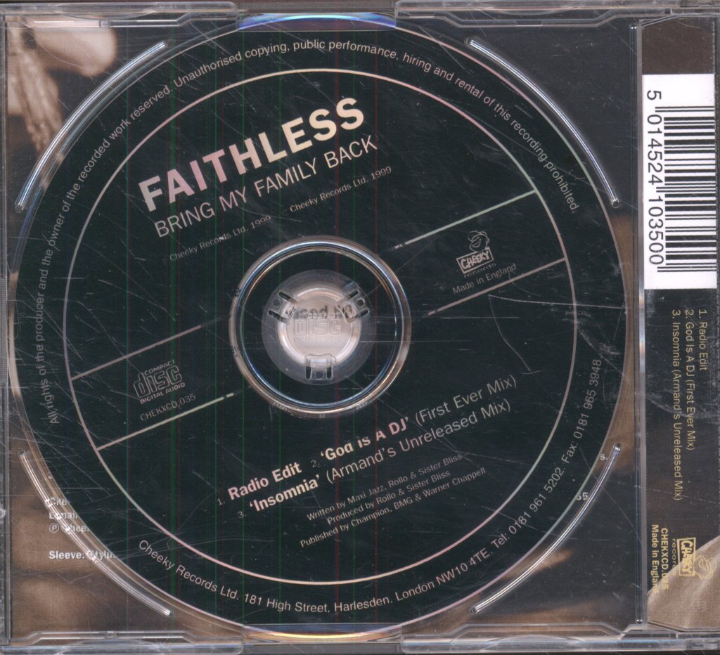 Faithless - Bring My Family Back - Cd
