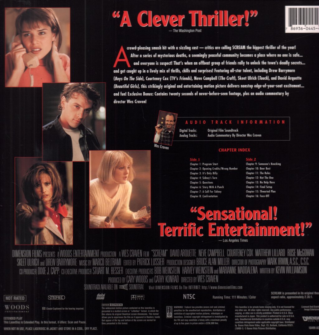 Various Artists - Scream exclusive widescreen director's cut - Laser Disc