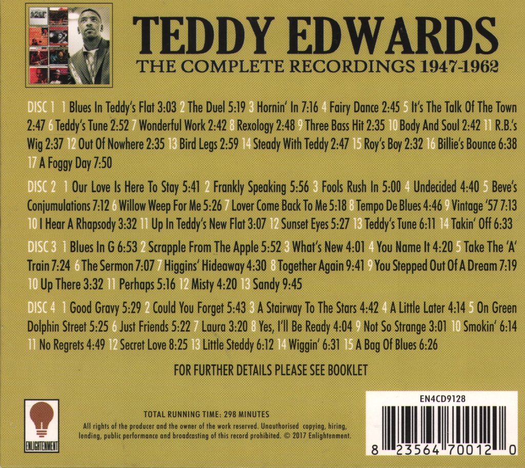 Teddy Edwards - Complete Recordings 1947-1962 - Cd Set