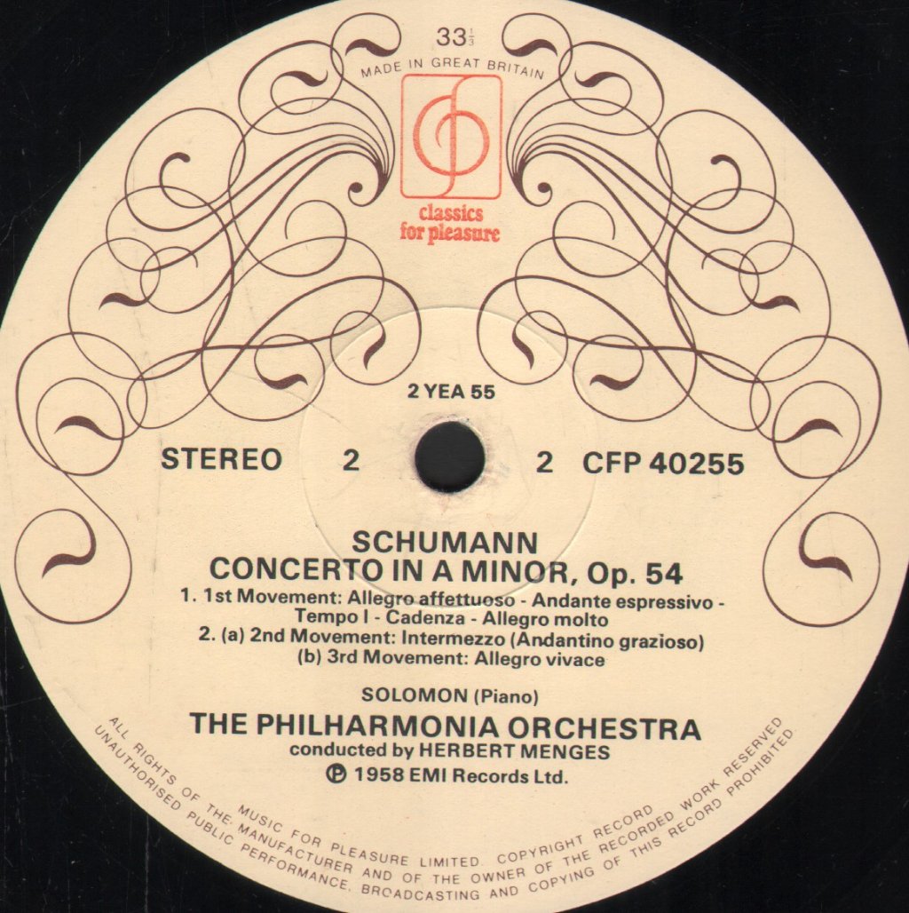 Solomon / Herbert Menges / Philharmonia Orchestra - Solomon Plays Grieg & Schumann Piano Concertos - Lp