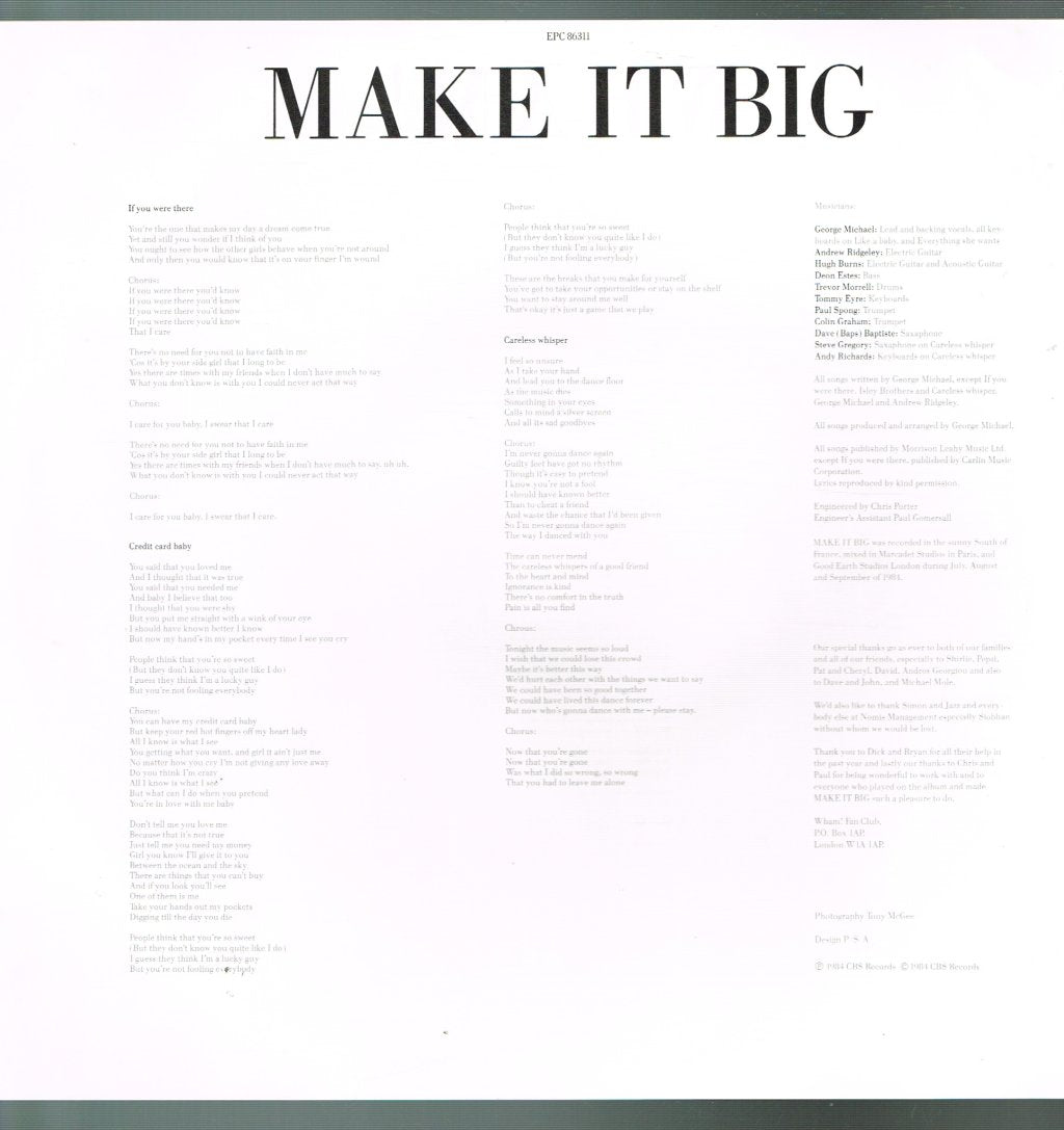 Wham - Make It Big - Lp