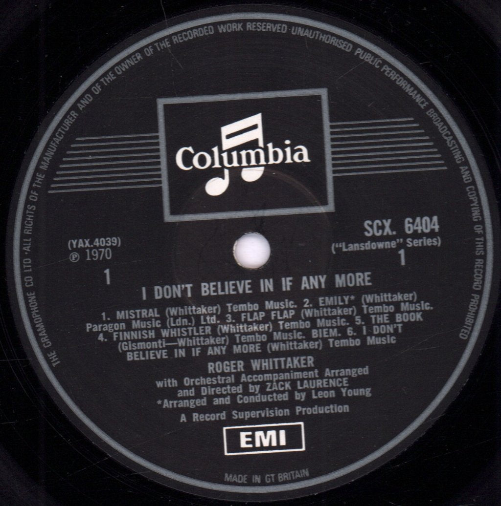 Roger Whittaker - I Don't Believe In If Any More - Lp