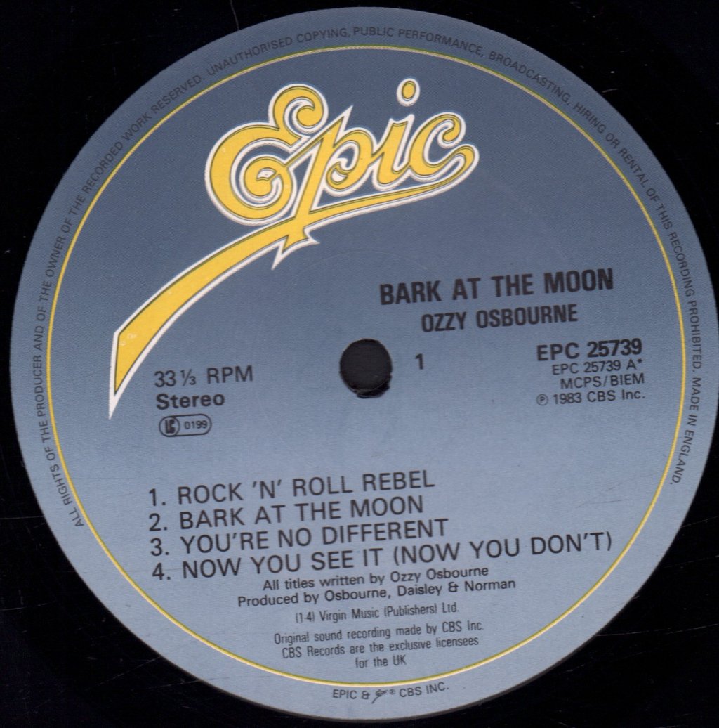 Ozzy Osbourne - Bark At The Moon - Lp