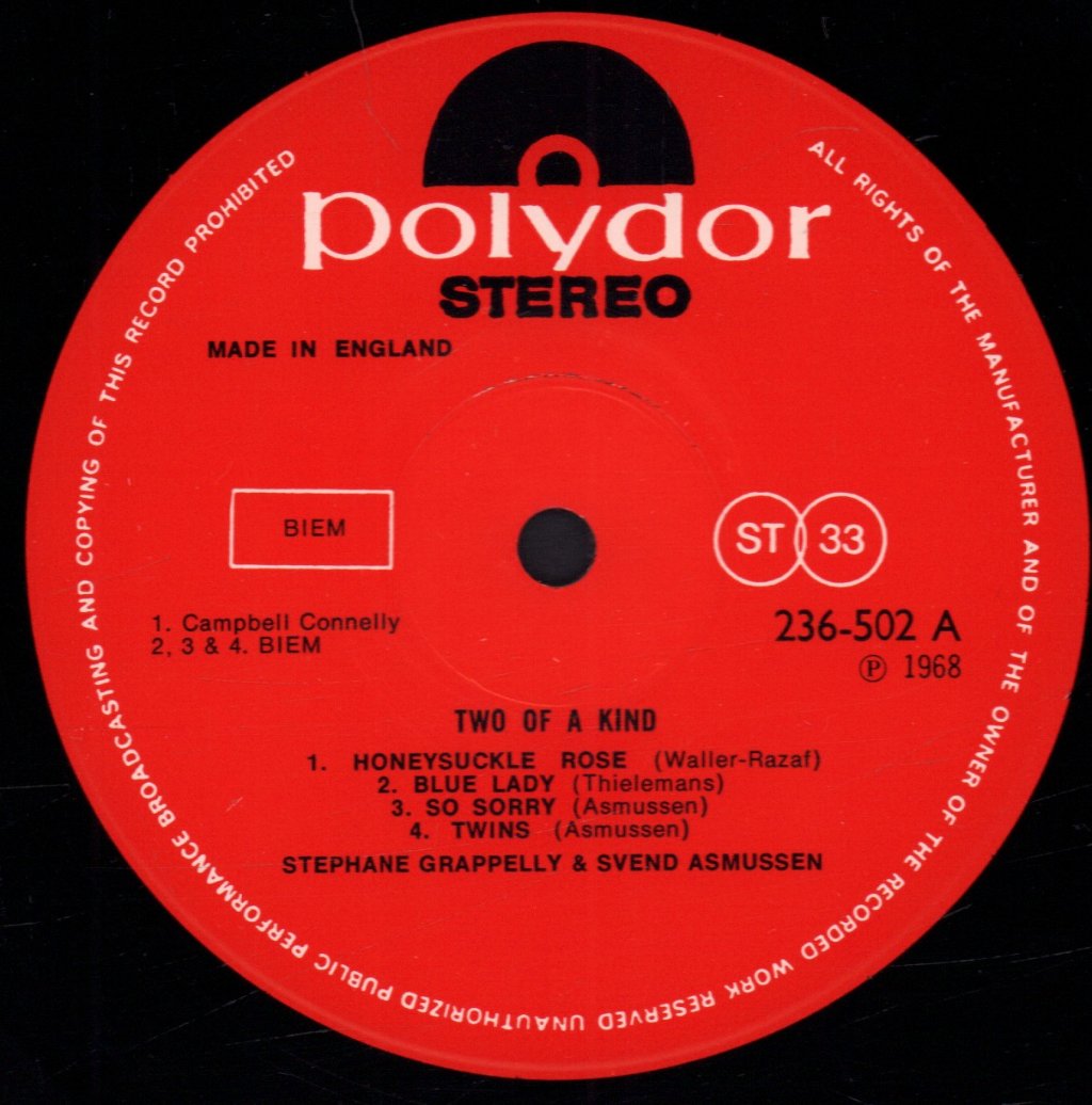 Stephane Grappelly/Svend Asmussen - 2 Of A Kind - Lp