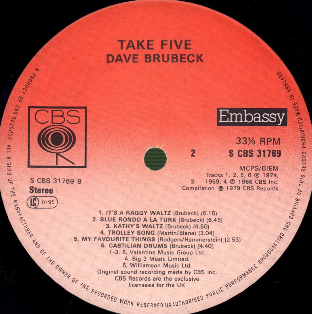 Dave Brubeck - Take Five - Lp