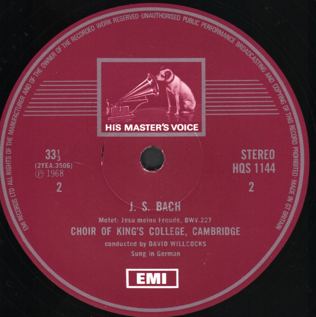 David Willcocks / King's College Choir, Cambridge - J.S. Bach - Motets - Lp