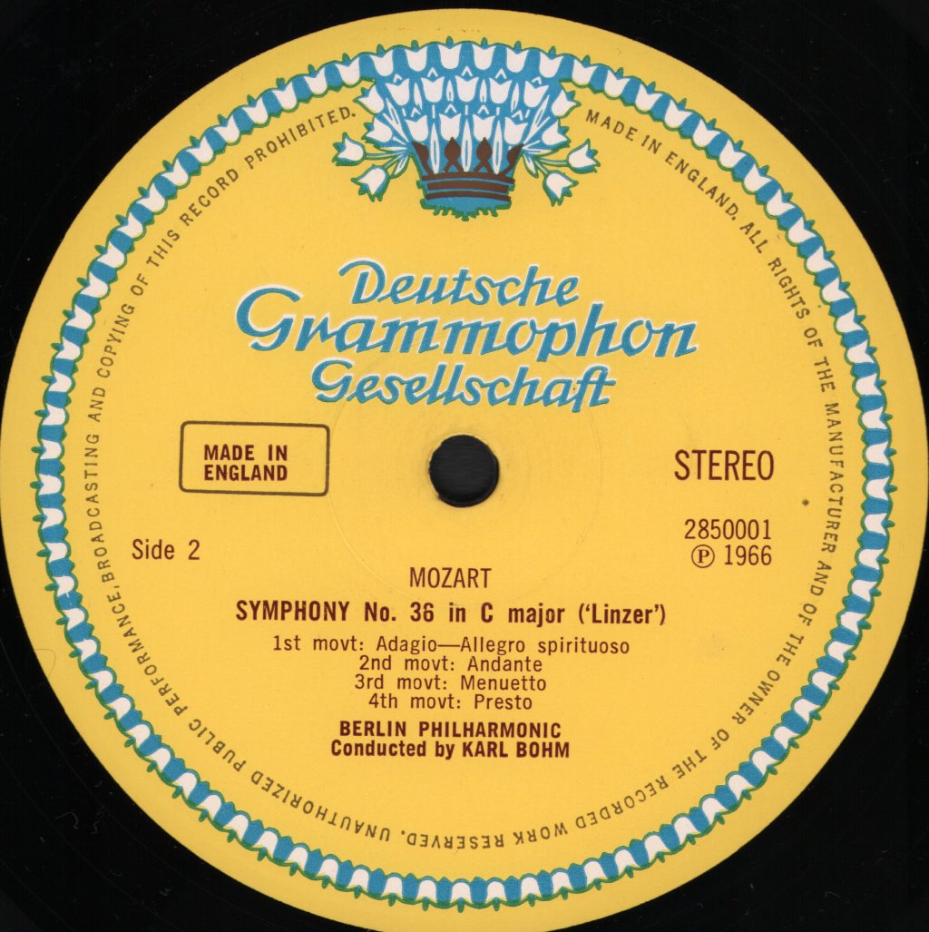 Karl Bohm / Berlin Philharmonic - Wolfgang Amadeus Mozart - Symphonies Nos. 26, 31 & 36 - Lp