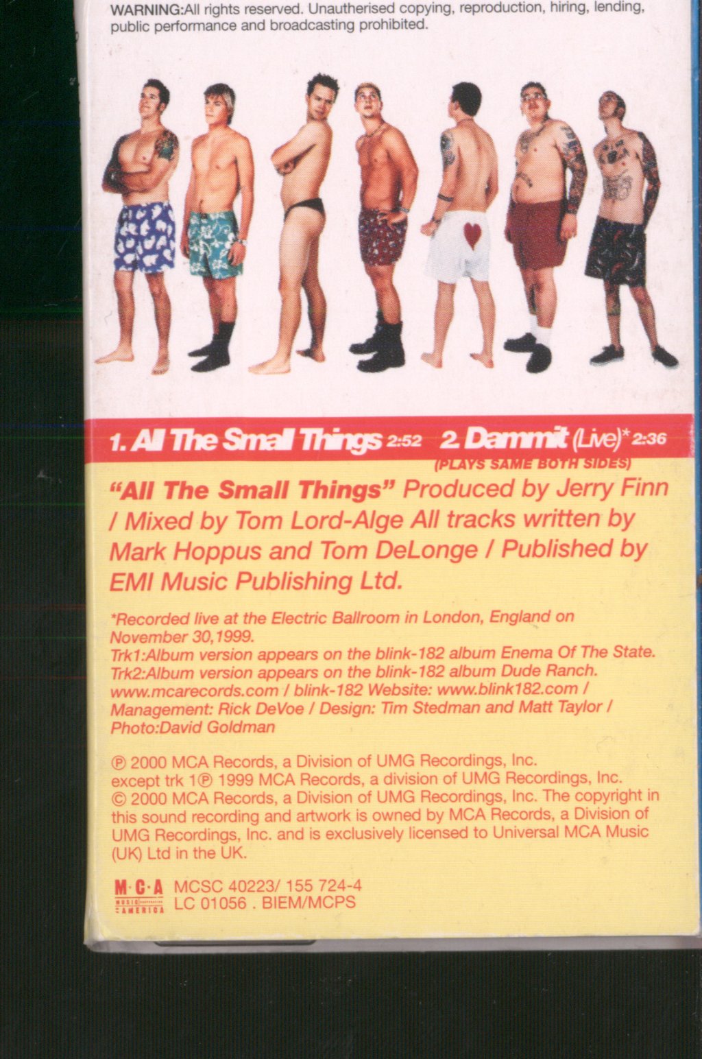 Blink-182 - All The Small Things - Cassette