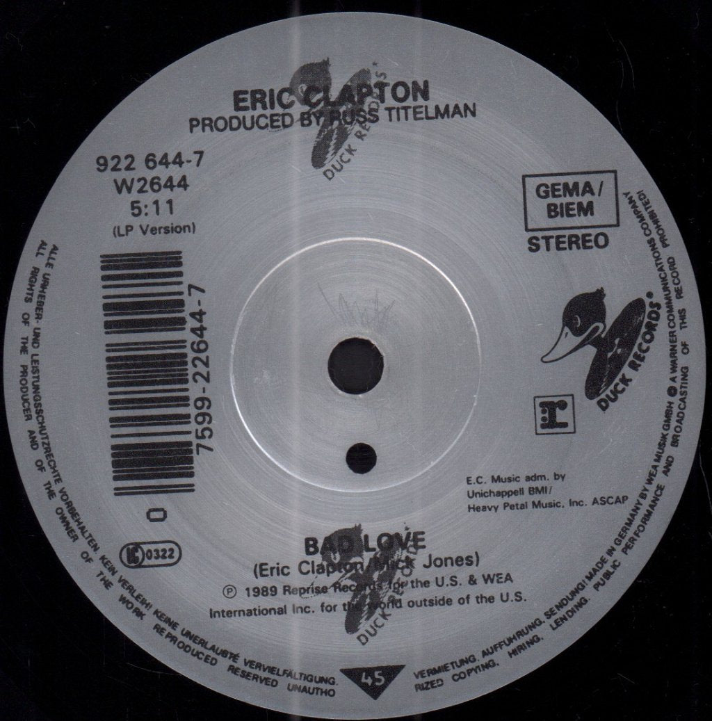 Eric Clapton - Bad Love - 7 Inch