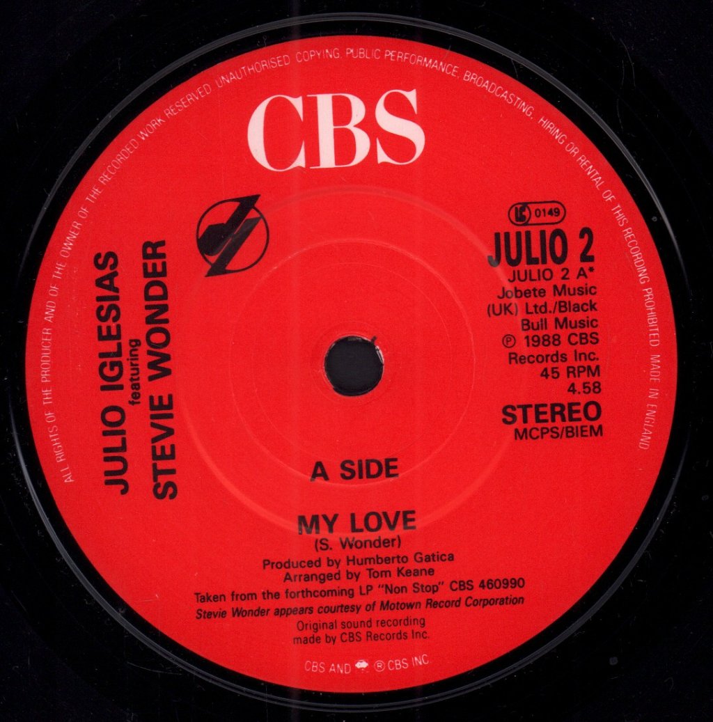 Julio Iglesias Featuring Stevie Wonder - My Love - 7 Inch