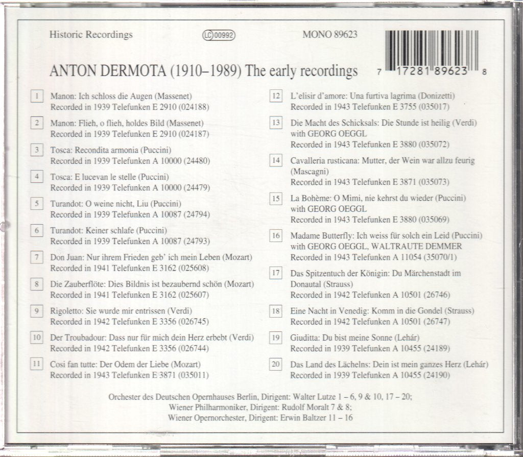 Anton Dermota - Early Recordings - Cd
