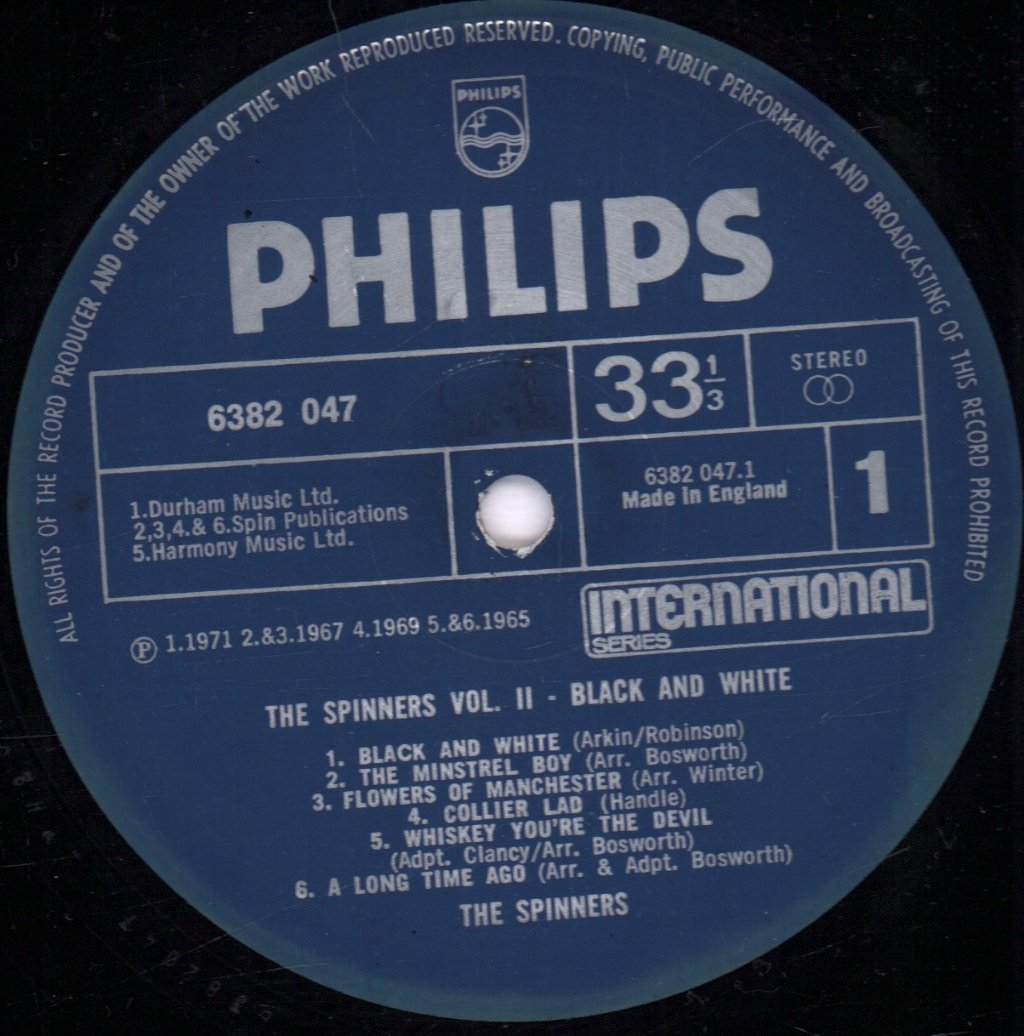 Spinners (Folk Group) - vol 2 Black And White - Lp