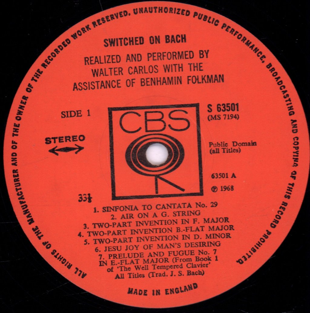 Walter Carlos - Switched On Bach - Lp