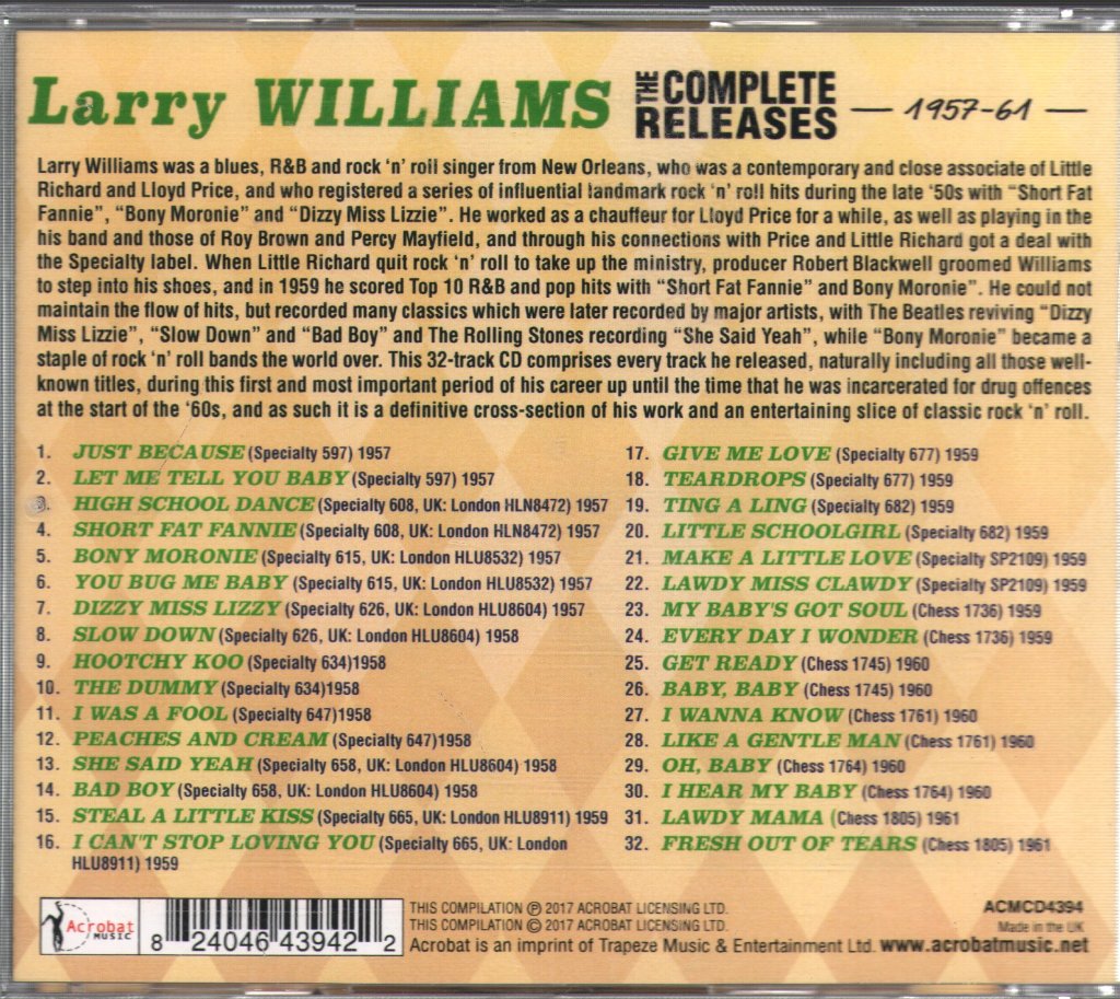 Larry Williams - Complete Releases - 1957-1961 - Cdr