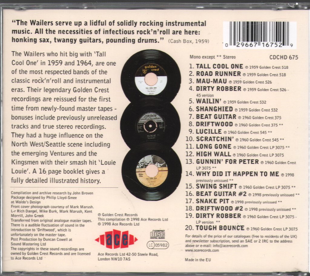 Fabulous Wailers - Original Golden Crest Masters - Cd