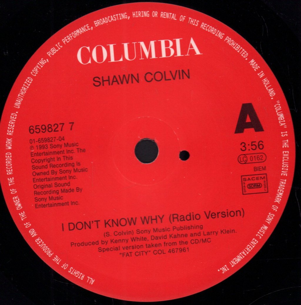 Shawn Colvin - I Don't Know Why - 7 Inch
