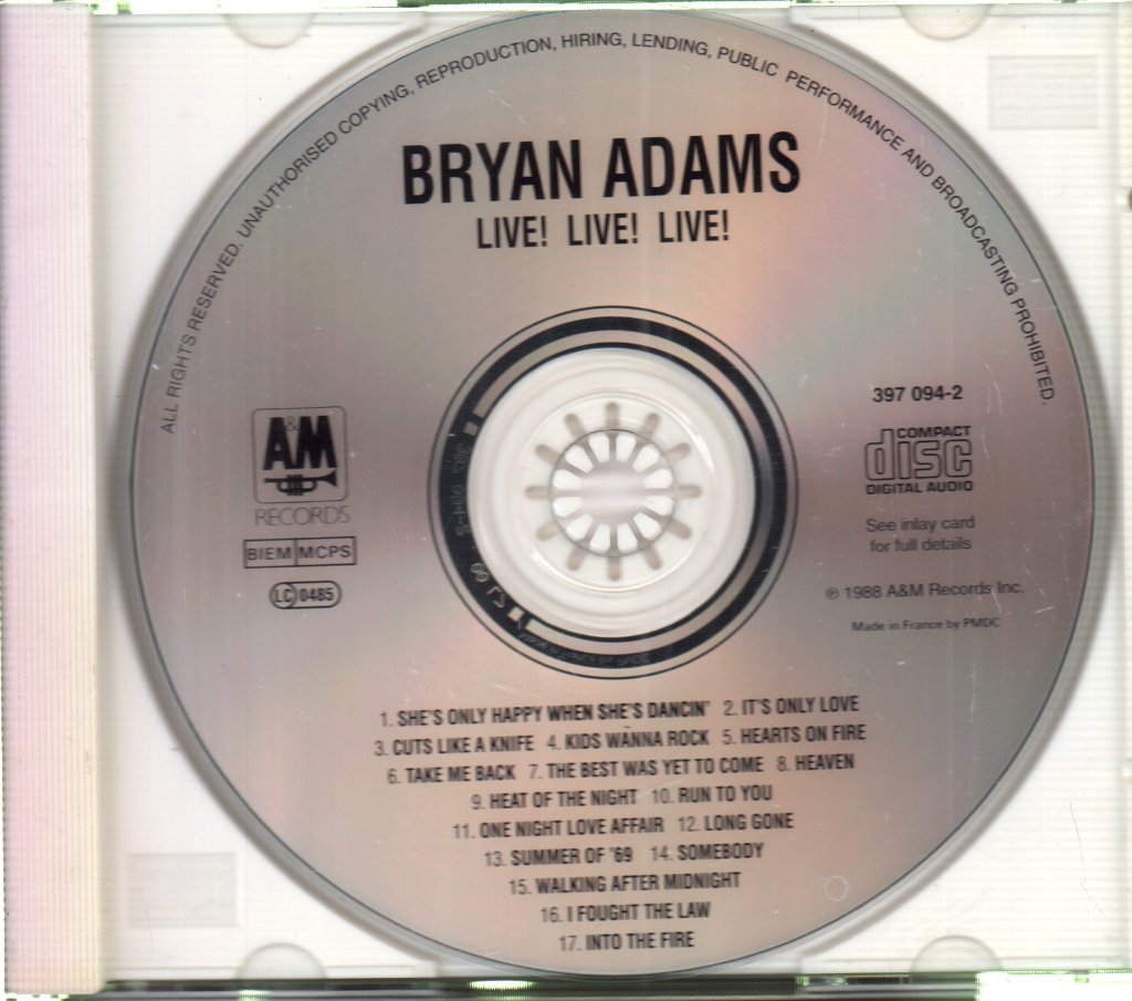Bryan Adams - Live Live Live - Cd
