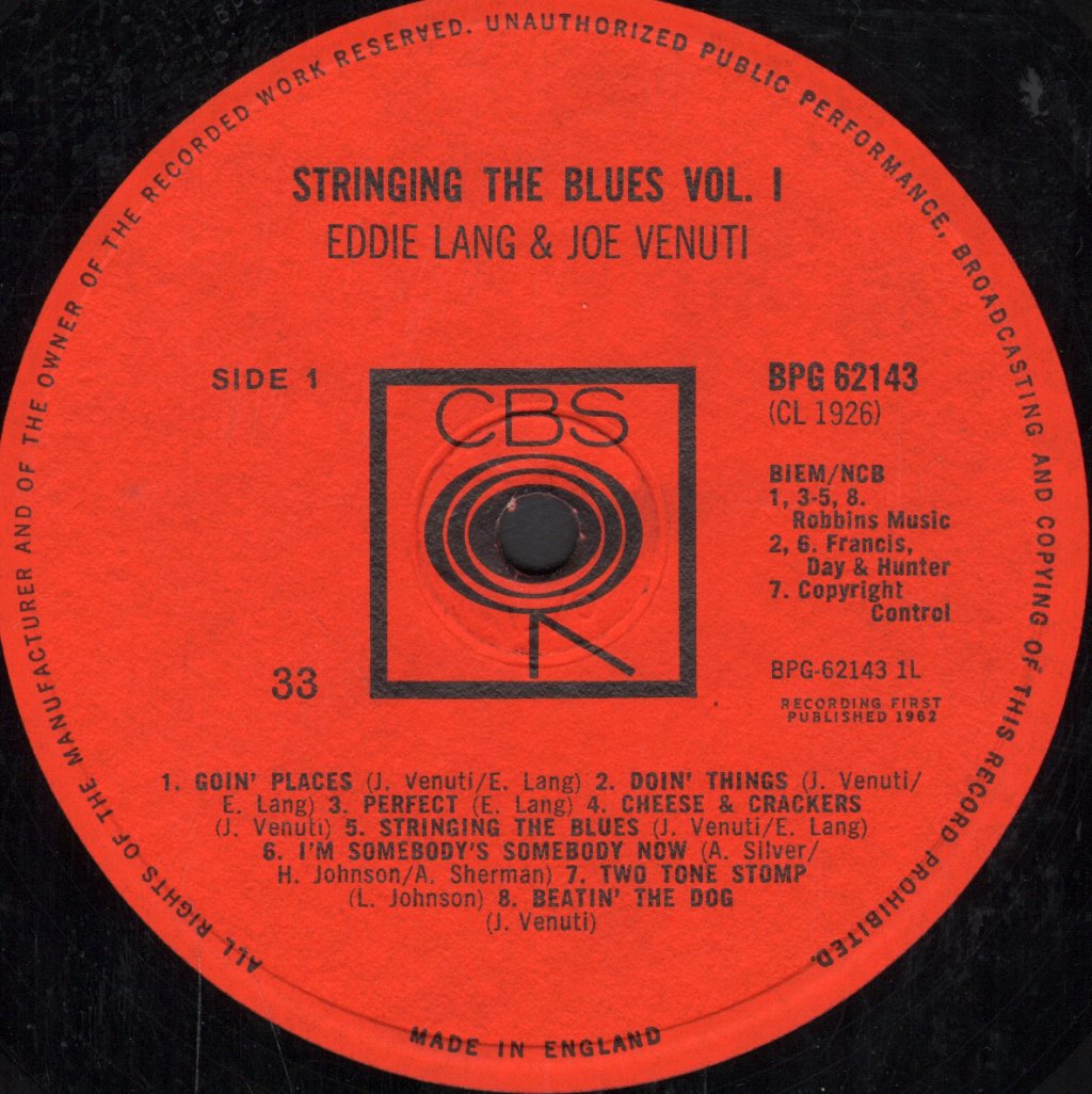 Eddie Lang and Joe Venuti - Stringing The Blues Volume One - Lp