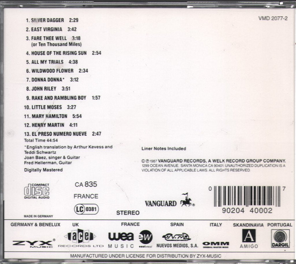 Joan Baez - Joan Baez Volume 1 - Cd