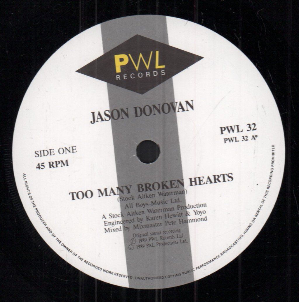Jason Donovan - Too Many Broken Hearts - 7 Inch
