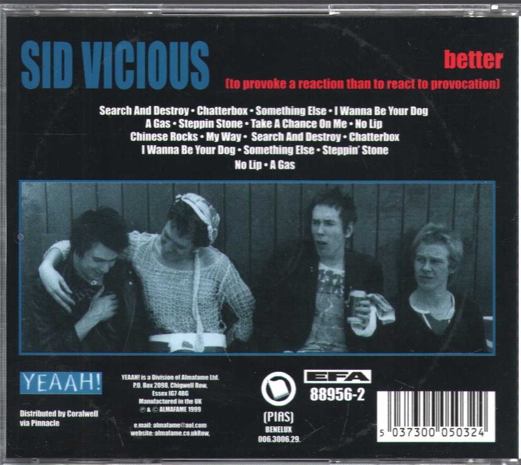 Sid Vicious - Better (To Provoke A Reaction Than To React To Provocation) - Cd
