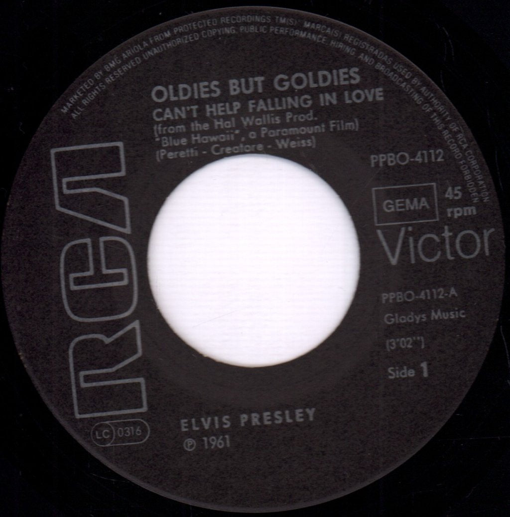 Elvis Presley - Can't Help Falling In Love - 7 Inch