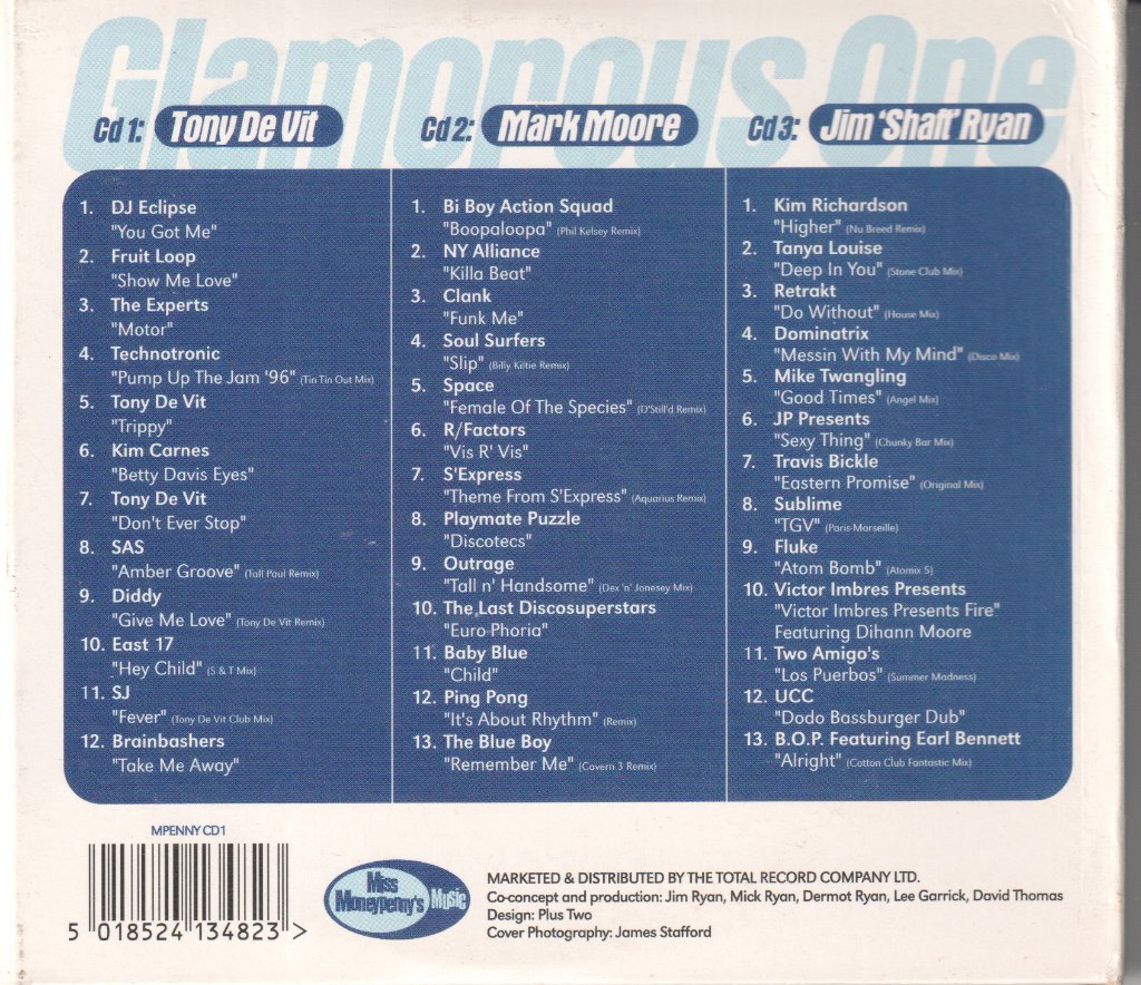 Jim 'Shaft' Ryan, Mark Moore and Tony De Vit - Glamorous One - Triple Cd