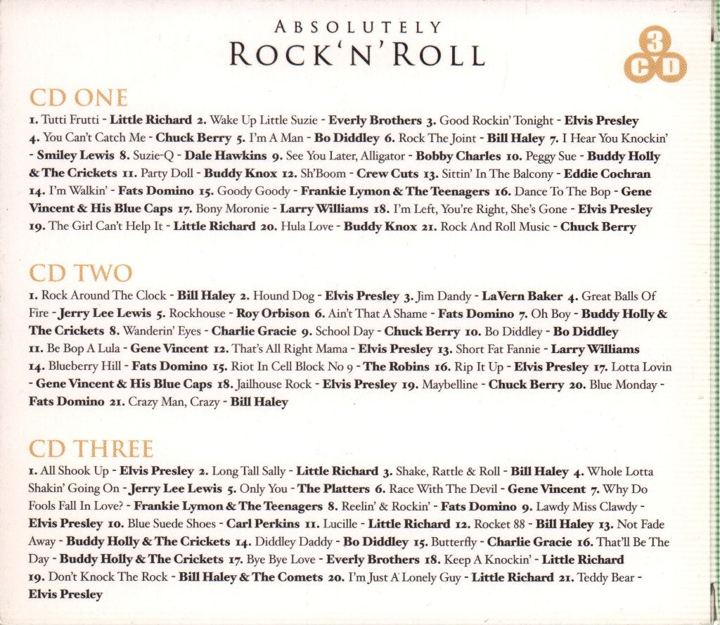 Various Artists - absolutely rock n roll - Triple Cd