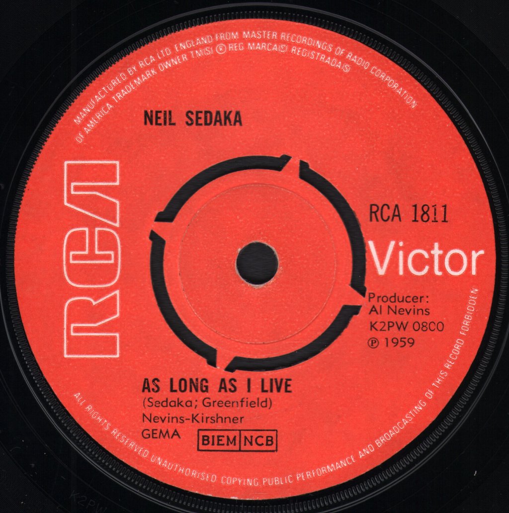 Neil Sedaka - Breaking Up Is Hard To Do - 7 Inch