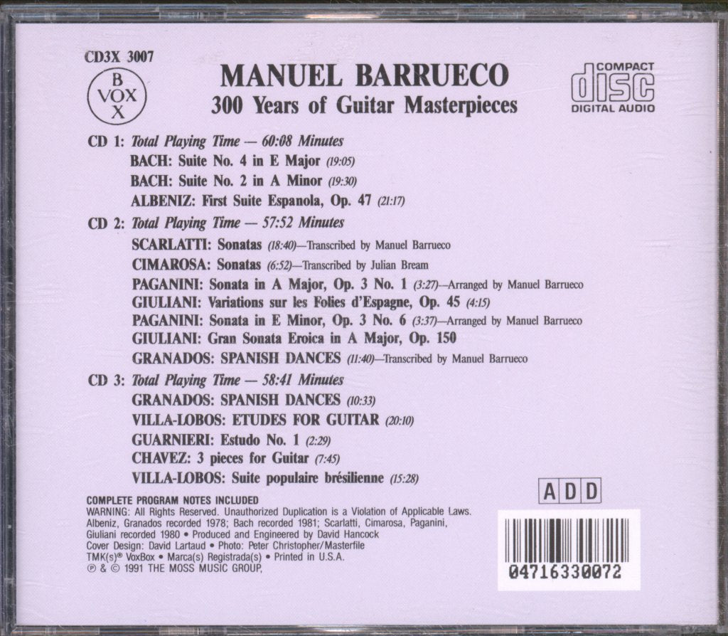 Manuel Barrueco - 300 Years Of Guitar Masterpieces - Cd Set