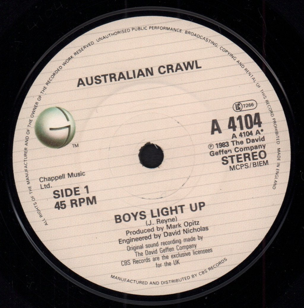 Australian Crawl - Boys Light Up - 7 Inch