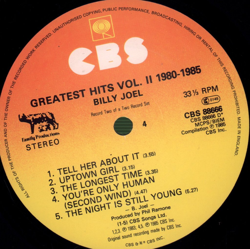 Billy Joel - Greatest Hits Volume 1 And Volume 2 - Double Lp