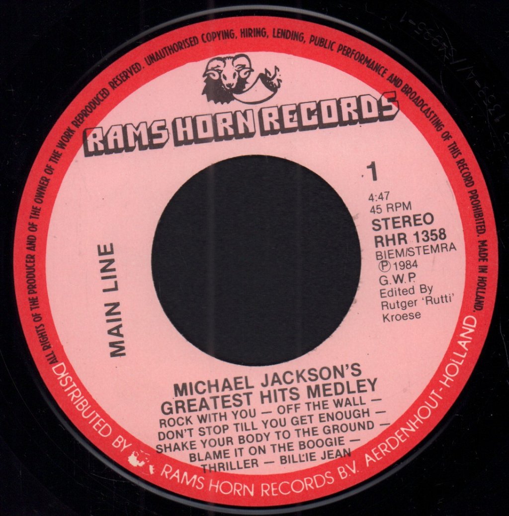Main Line - Michael Jackson's Greatest Hits Medley - 7 Inch