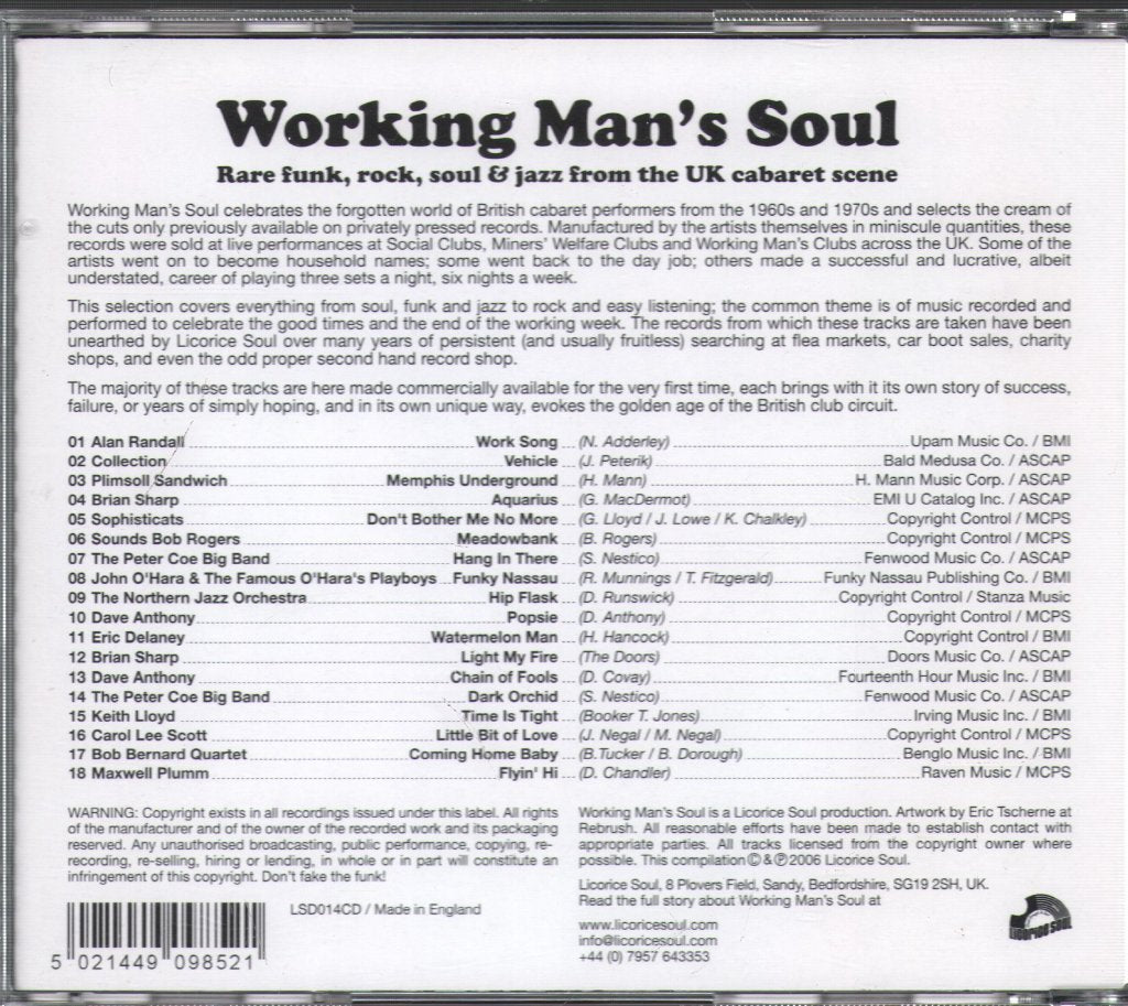 Various Artists - Working Man's Soul - Cd