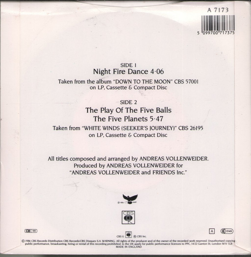Andreas Vollenweider - Night Fire Dance - 7 Inch