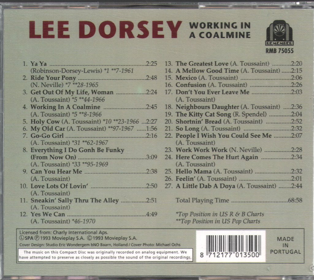 Lee Dorsey - Working In A Coalmine - Cd