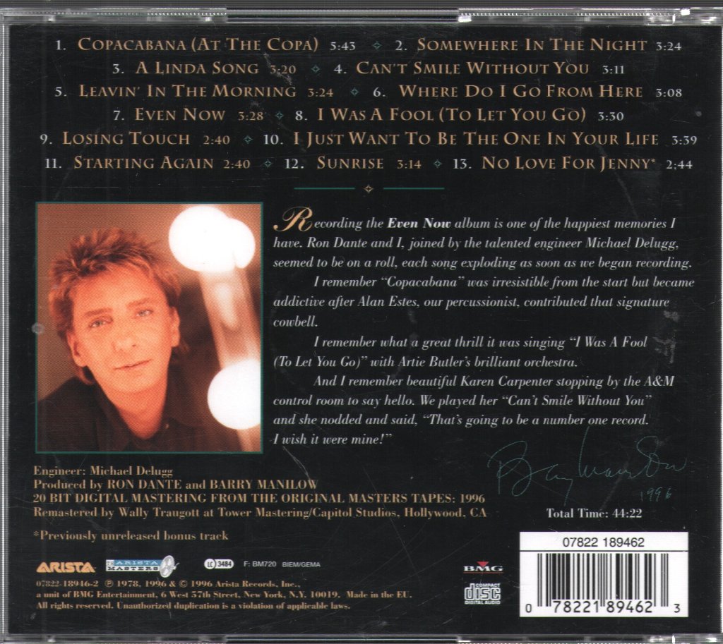 Barry Manilow - Even Now - Cd
