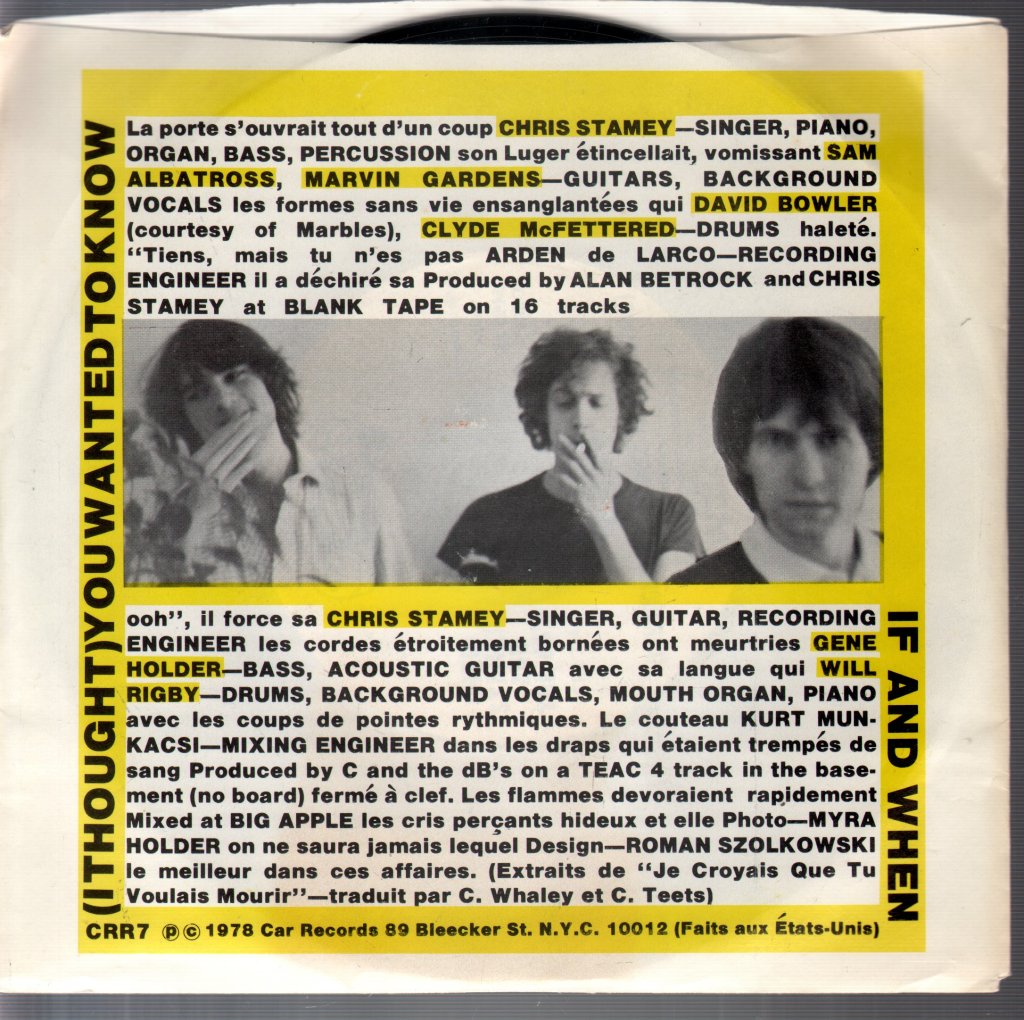 Chris Stamey And The Db's - (I Thought) You Wanted To Know / If And When - 7 Inch