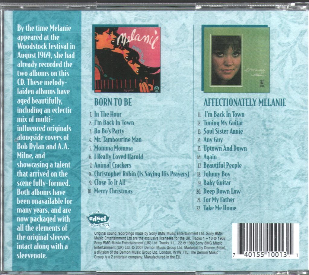 Melanie - Born To Be + Affectionately Melanie - Cd