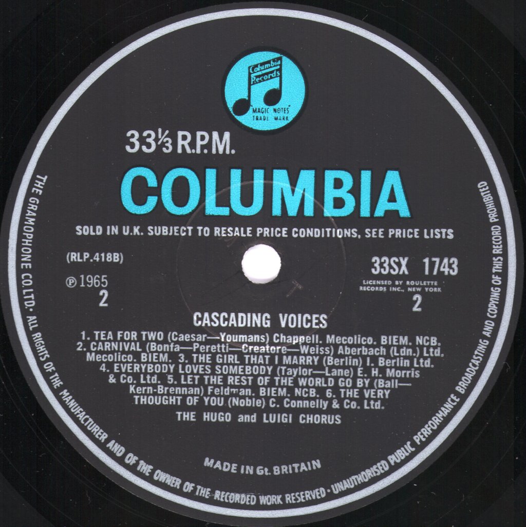 Hugo & Luigi Chorus - Cascading Voices - Lp