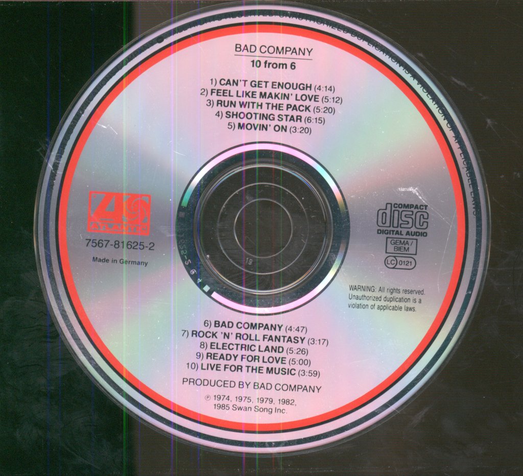 Bad Company - 10 From 6 - Cd