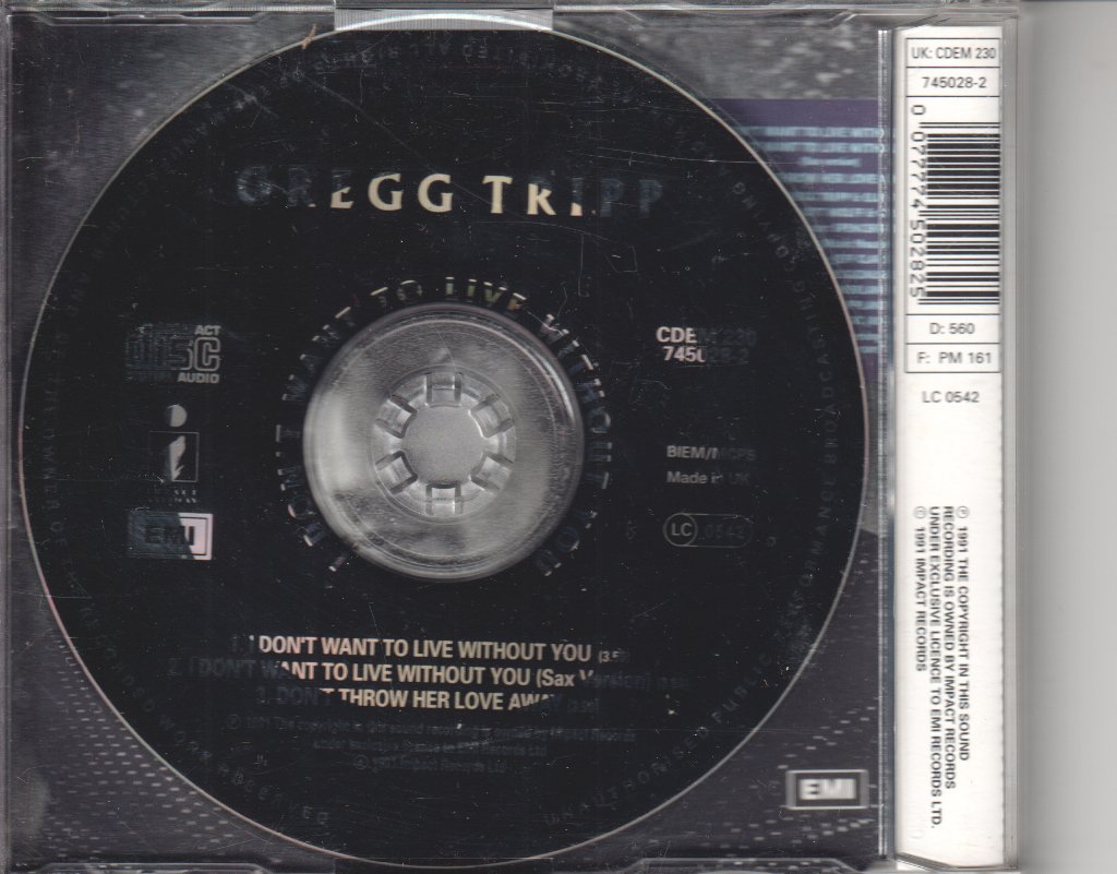 Gregg Tripp - I Don't Want To Live Without You - Cd