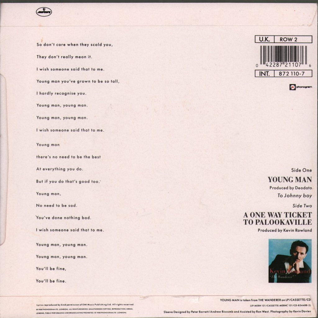 Kevin Rowland - Young Man - 7 Inch