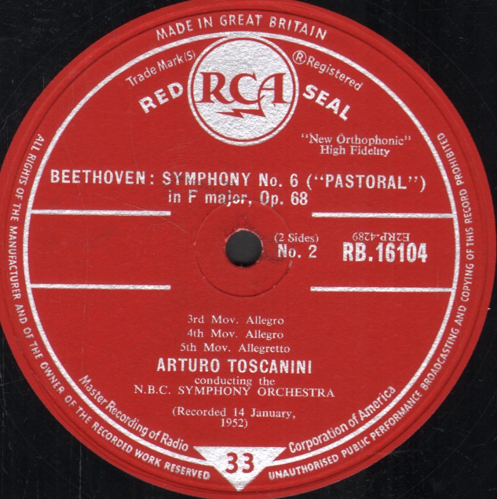 Arturo Toscanini / NBC Symphony Orchestra - Beethoven - Symphony No.6 "Pastorale" - Lp