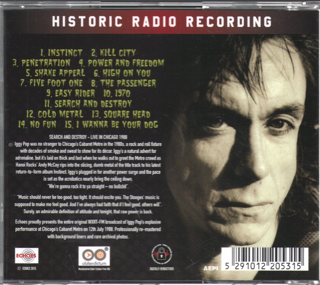 Iggy Pop - Search And Destroy - Live In Chicago 1988 - Cd