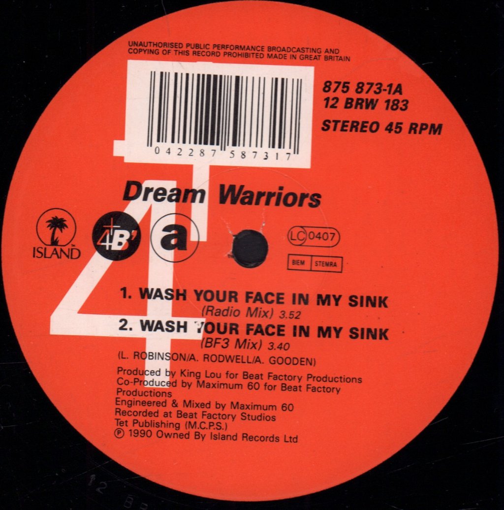 Dream Warriors - Wash Your Face In My Sink - 12 Inch