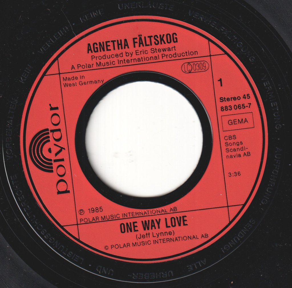 Agnetha Fältskog - One Way Love - 7 Inch